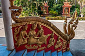 Vientiane, Laos - Pha That Luang, among the Other structures on the ground there is an open sala decorated with brightly colored paintings.  